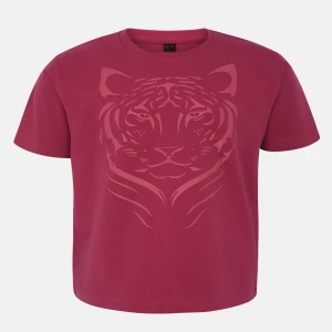 Burgundy Printed Cotton T-Shirt